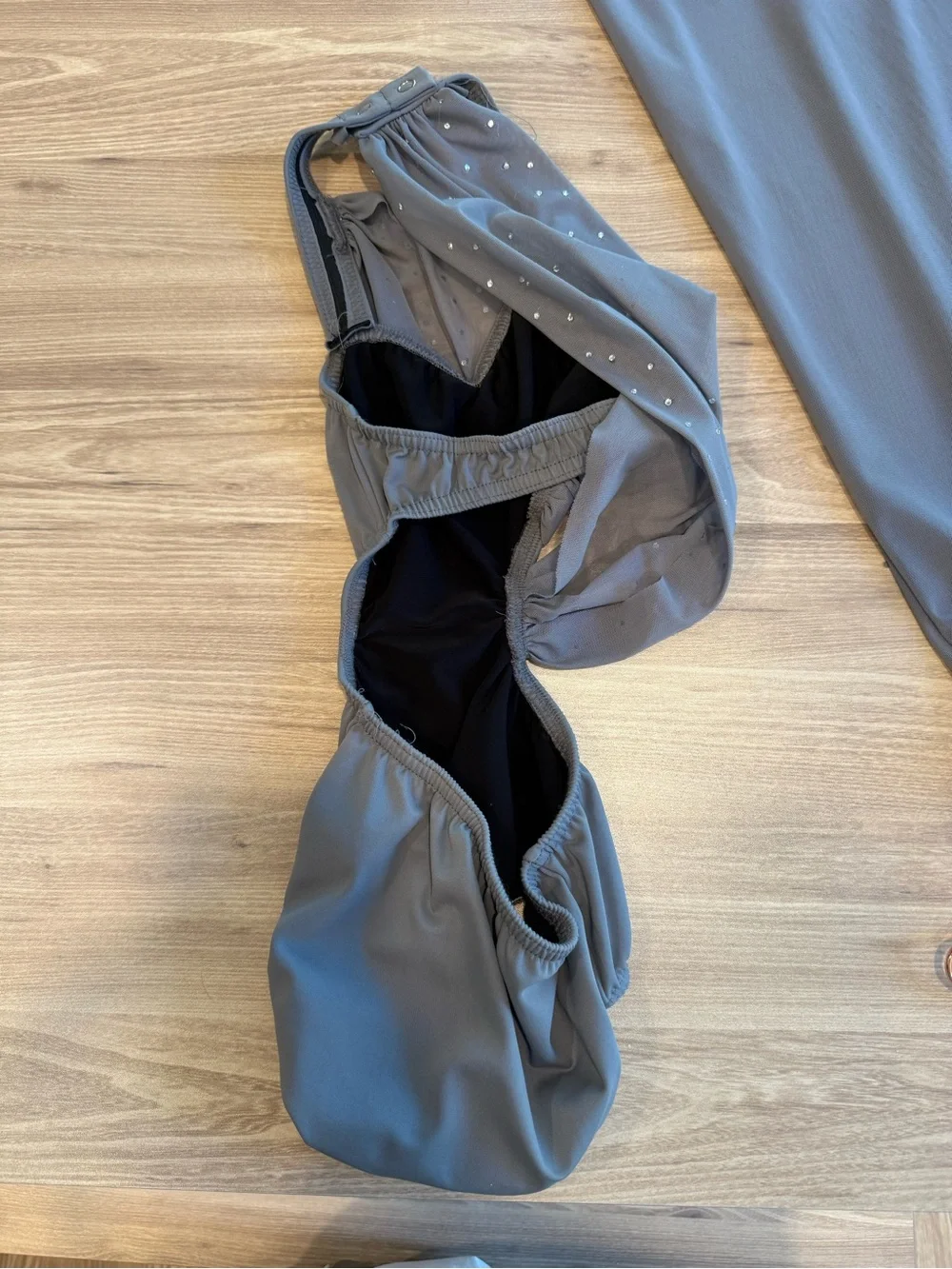 Dance Leotard in Gray with Rhinestones & Sheer Wide Leg Pants - SC small child